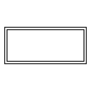 Op de afbeelding: Een rechthoekige vorm met een dubbele zwarte rand, die een witte binnenkant omsluit. Het ontwerp is eenvoudig en minimalistisch, geschikt voor diverse toepassingen zoals labels, frames of grafische elementen.