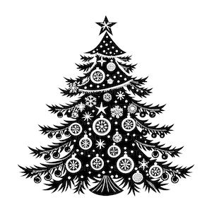 Tannenbaum schwarz weiß