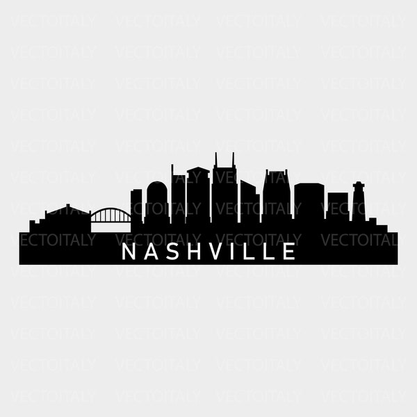 Skyline Nashville illustrated in vector and available in SVG, Eps, JPG, Png and PDF format and available for instant download