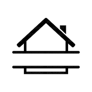 May include: A black and white vector illustration of a house silhouette with a chimney. Below the house is a horizontal line with a rectangular shape below it. The word "VECTOITALY" is repeated multiple times.
