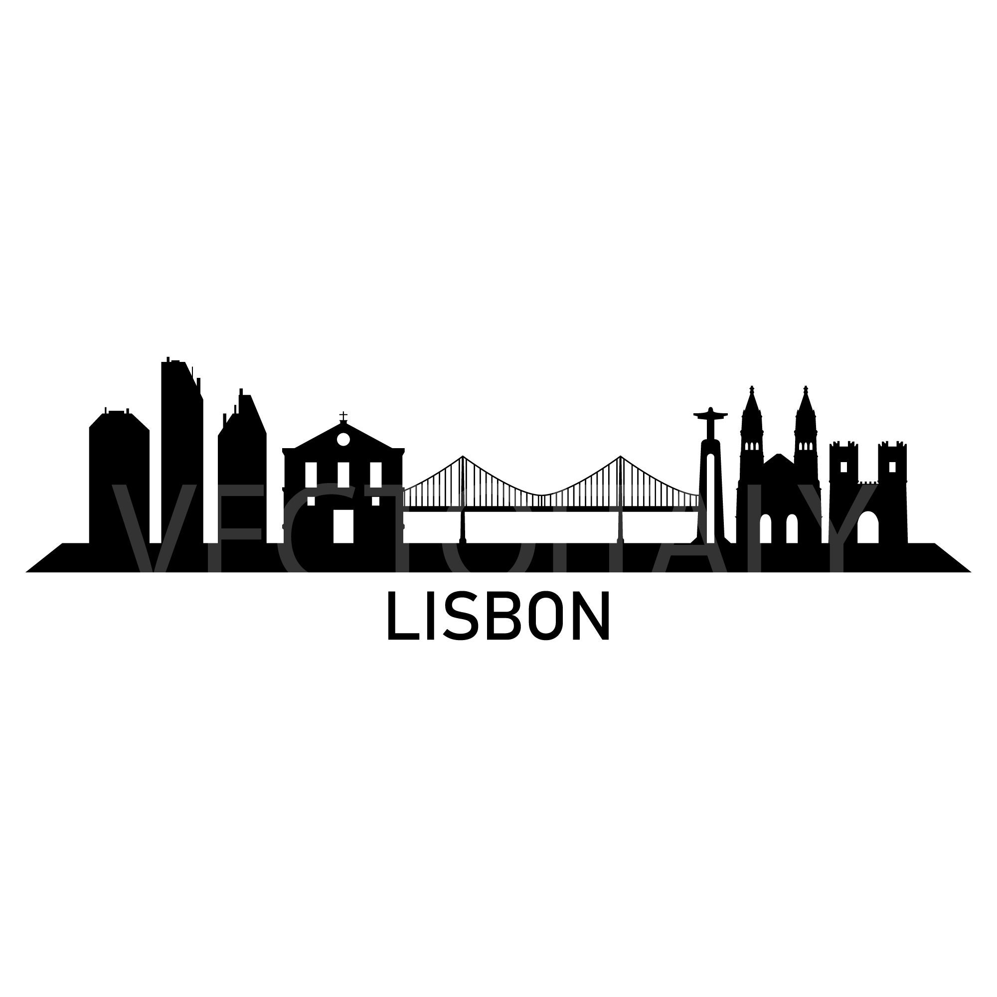 Skyline Lisbon Illustrated in Vector and Available in SVG - Etsy