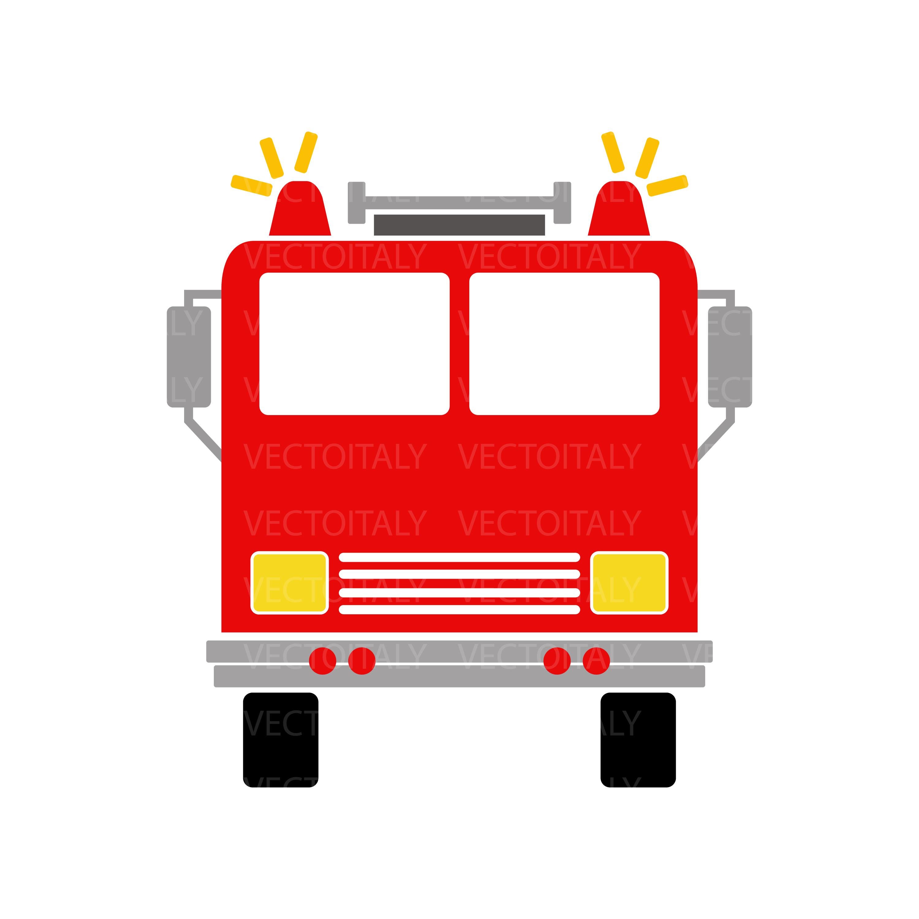 Simple Fire Engine Picture Shape Clipart: Simple Easy Fire Engine or Truck Emergency Vehicle in ...