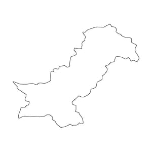 Carte du Pakistan, carte pakistanaise, noir et blanc détaillée ligne solide carte du pays du Pakistan téléchargement numérique instantané