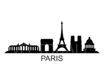Skyline Paris illustrated in vector and available in SVG, PDF, Eps, Png, JPG and Ai format and available for instant download