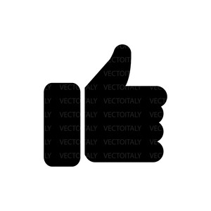 May include: Black and white silhouette of a hand giving a thumbs up gesture.
