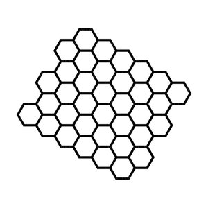 Può includere: Illustrazione in bianco e nero di un motivo a nido d'ape.