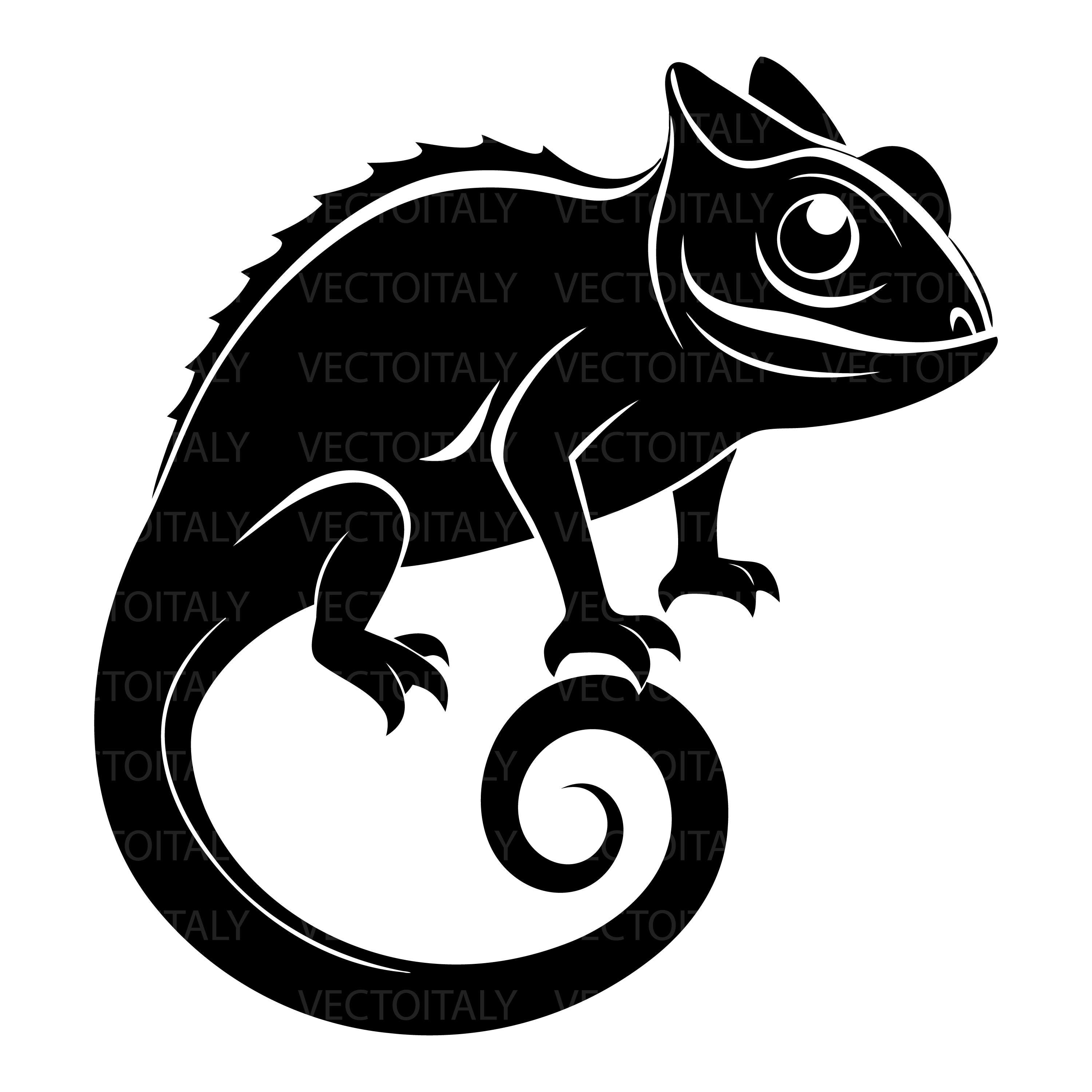 Chameleon SVG PNG Clipart Cut Files for Cricut, Silhouette, Laser ...