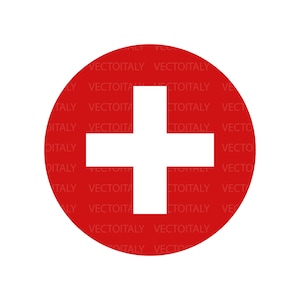Switzerland Round Flag SVG, Swiss Circular Banner, National Circle Button Icon, Cricut Cut File Digital Download