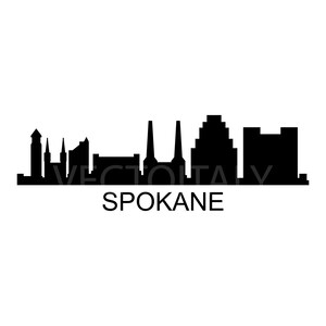 Skyline Spokane illustrated in vector and available in SVG, PDF, Eps, Png, JPEG and Ai format and available for instant download