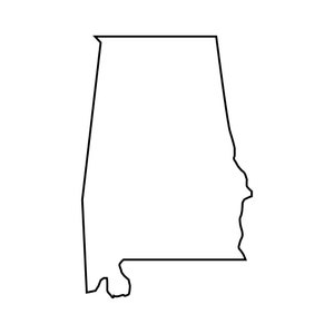 Fichiers SVG contour de l’Alabama, fichiers coupés de l’Alabama, fichiers vectoriels des États-Unis d’Amérique, vecteur de l’Alabama, image clipart de la carte de l’Alabama