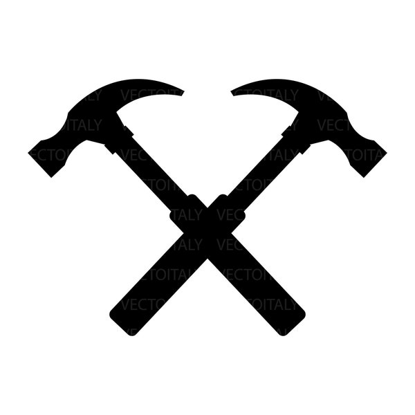 Crossed hammers illustrated in vector and available in SVG, PDF, Eps, Png, JPEG and Ai format and available for instant download