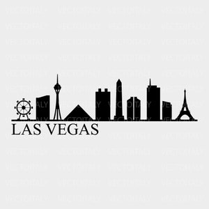 Skyline las vegas illustrated in vector and available in SVG, Eps, JPG, Png and PDF format and available for instant download