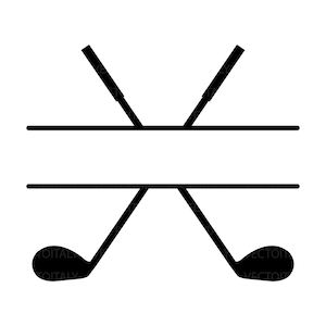 Crossed Golf Clubs Split Name Frame Svg, Golfer Svg, Golf Monogram Svg. Vector Cut file Cricut, Silhouette, Pdf Png Eps