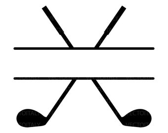 Crossed Golf Clubs Split Name Frame Svg, Golfer Svg, Golf Monogram Svg. Vector Cut file Cricut, Silhouette, Pdf Png Eps