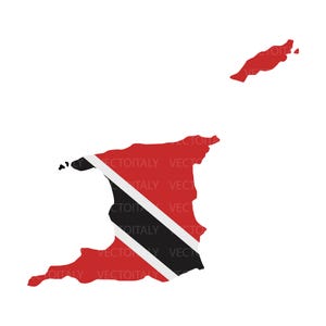 Trinidad en Tobago vlag kaart SVG Cricut Cut bestand, land natie silhouet overzicht Atlas, Scrapbook Clipart Vector Icon-eps