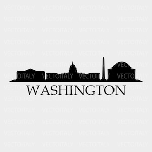 Skyline washington illustrated in vector and available in SVG, Eps, JPG, Png and PDF format and available for instant download