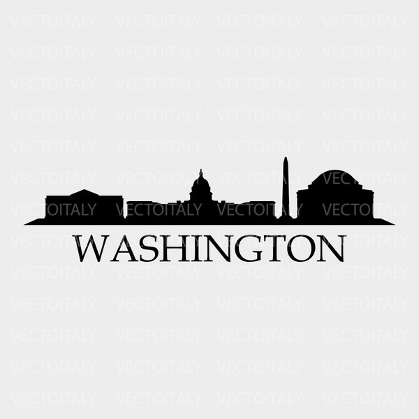 Skyline washington illustrated in vector and available in SVG, Eps, JPG, Png and PDF format and available for instant download