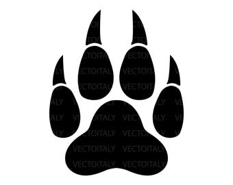 Wolf Paw Print SVG, PDF, Wolf Paw Silhouette Clipart, Paw cutting, Animal Paw vector, Wolf Paw shape, Paw PNG, Wild Animal Paw silhouette