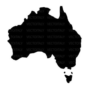 May include: A black silhouette of the continent of Australia against a white background. The text "VECTOITALY" is repeated across the image. The shape includes Tasmania.