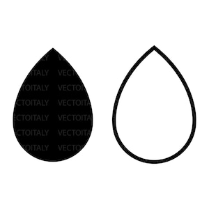May include: Two teardrop-shaped icons. One is solid black, the other is a black outline with a white interior. The text "VECTOITALY" is repeated on the black teardrop. These icons are suitable for graphic design or digital art.