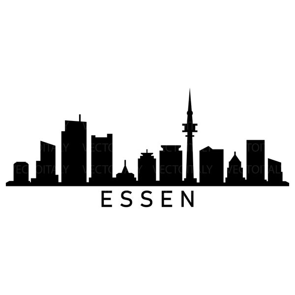 Essen skyline illustrated in vector and available in SVG, PDF, Eps, Png, JPEG and Ai format and available for instant download