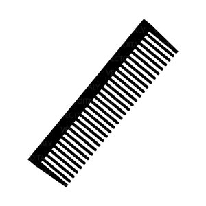 May include: A black plastic comb with fine teeth.