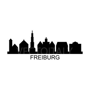 Skyline Freiburg geïllustreerd in vector en beschikbaar in SVG, PDF, Eps, Png, JPEG en Ai formaat en beschikbaar voor instant download