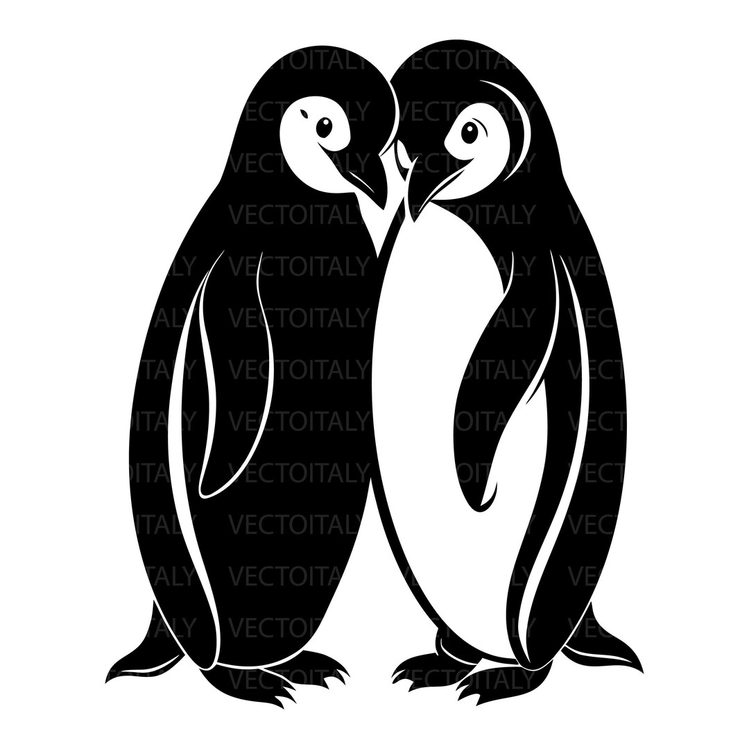 Cuddling Penguins SVG PNG Clipart Cut Files for Cricut, Silhouette ...