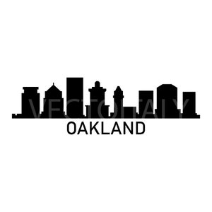 Skyline Oakland im Vektor illustriert und im SVG-, PDF-, Eps-, Png-, JPG- und Ai-Format verfügbar und zum sofortigen Download verfügbar