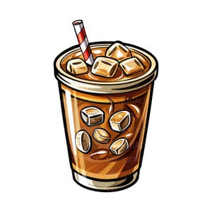 Iced Coffee SVG PNG PDF Layered by Color Cut File Clip Art Vector Graphic , Cooking Chef Kitchen Food Date Cute Simple Food Icon
