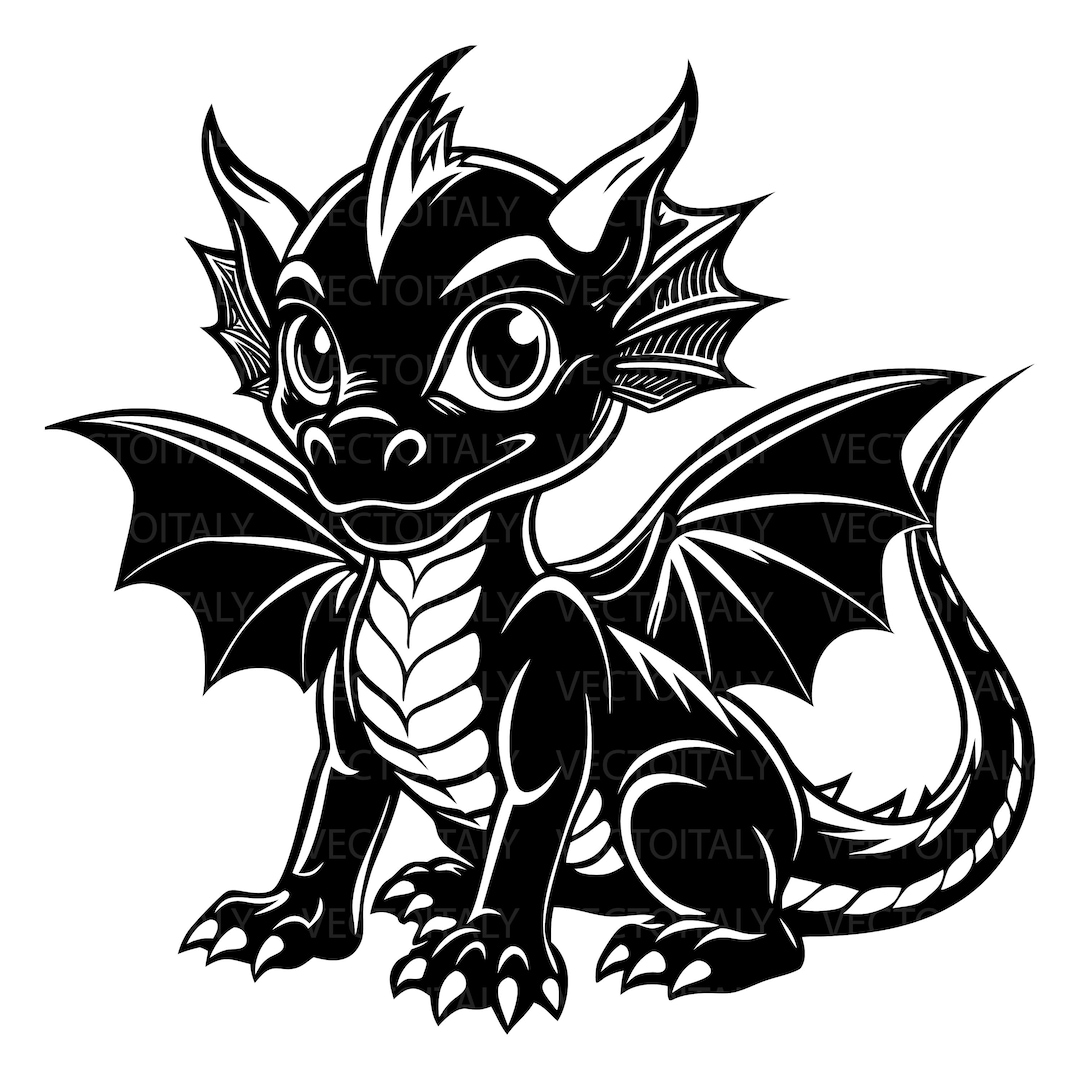 Baby Dragon SVG File Silhouette Dragon Vector Images Clipart - Cut ...