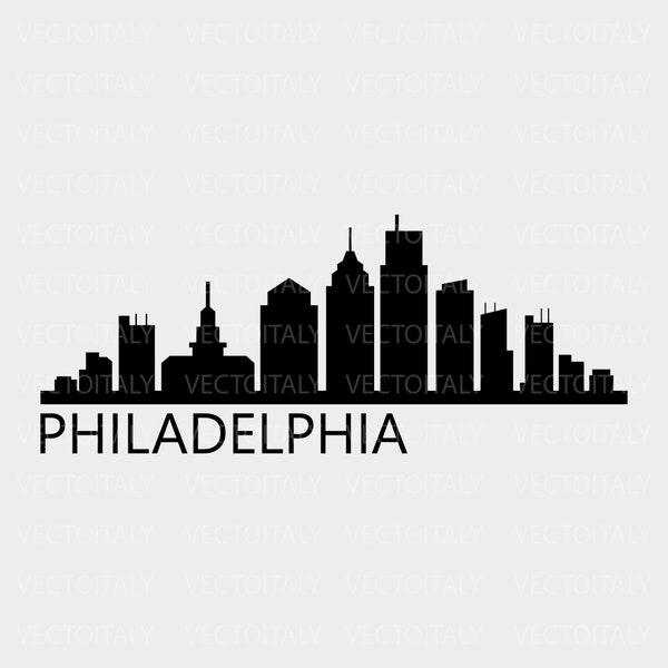 Skyline Philadelphia illustrated in vector and available in SVG, Eps, JPG, Png and PDF format and available for instant download