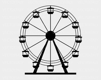Ferris wheel illustrated in vector and available in SVG, Eps, JPG, Png and PDF format and available for instant download