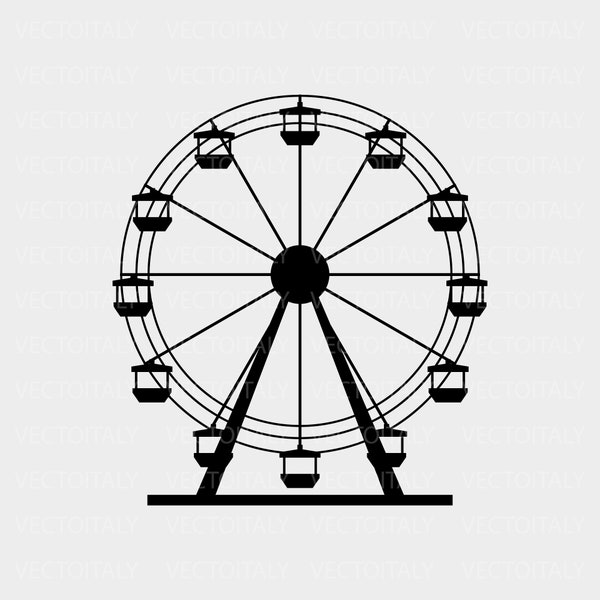 Grande roue illustrée en vectoriel et disponible en format SVG, Eps, JPG, Png et PDF et disponible en téléchargement instantané