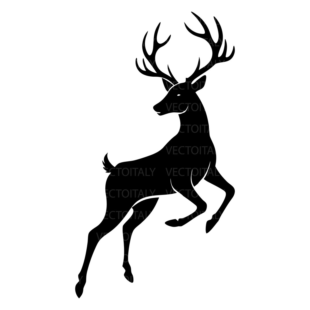 Deer Buck Jumping Vector .eps, Pdf, Svg, Png Vinyl Cutter Ready, T ...