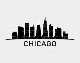 Chicago skyline illustrated in vector and available in SVG, Eps, JPG, Png and PDF format and available for instant download