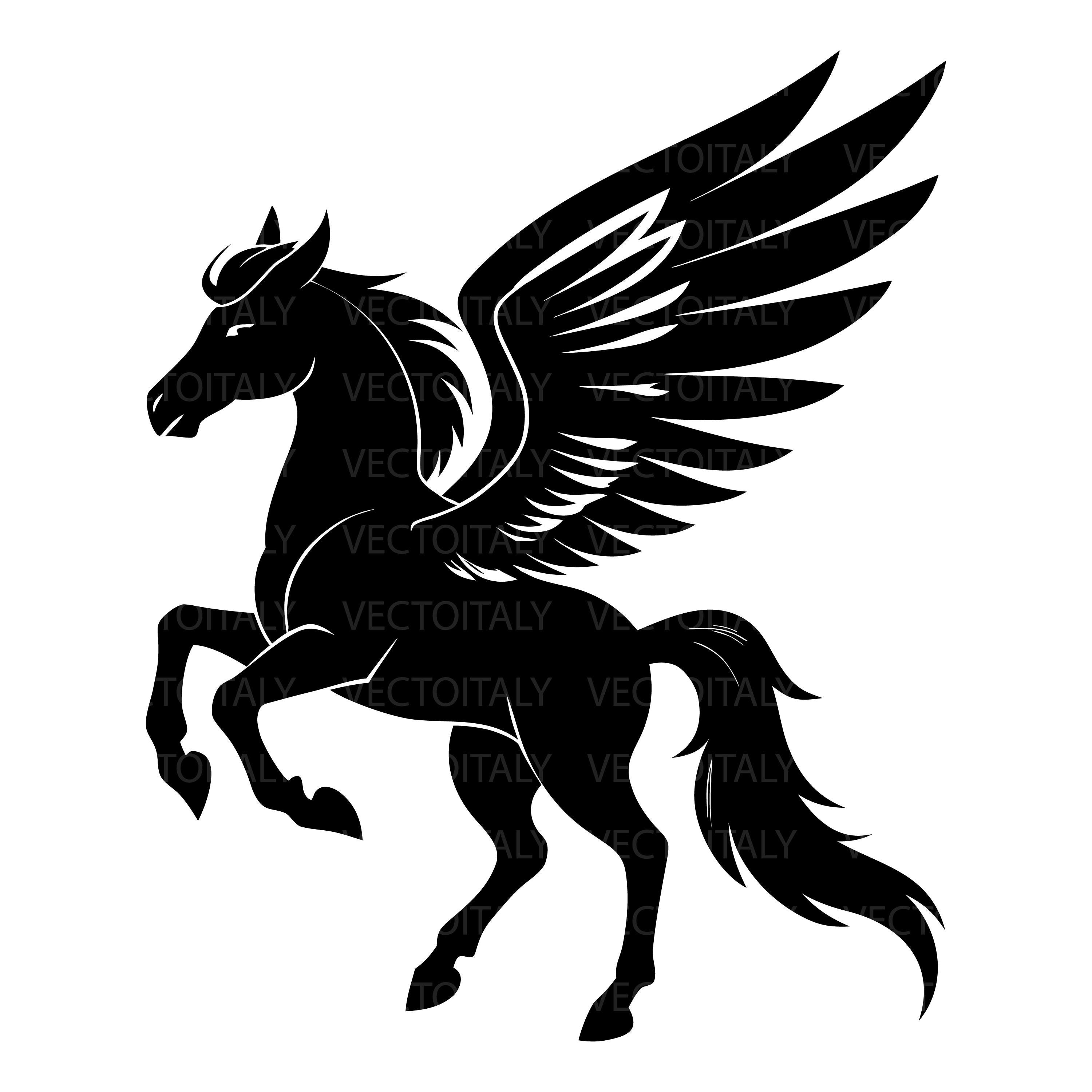 Mythical Winged Horse SVG, Pegasus Flying Horse Creature Silhouette ...
