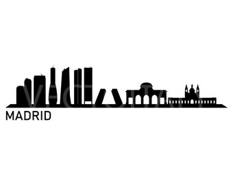 Skyline Madrid im Vektor illustriert und im SVG, PDF, Eps, Png, JPG und Ai Format verfügbar und zum sofortigen Download verfügbar