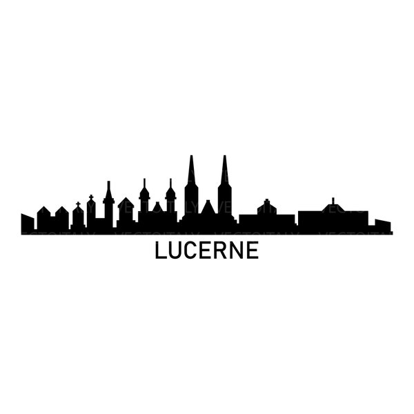 Lucerne skyline illustrated in vector and available in SVG, PDF, Eps, Png, JPEG and Ai format and available for instant download