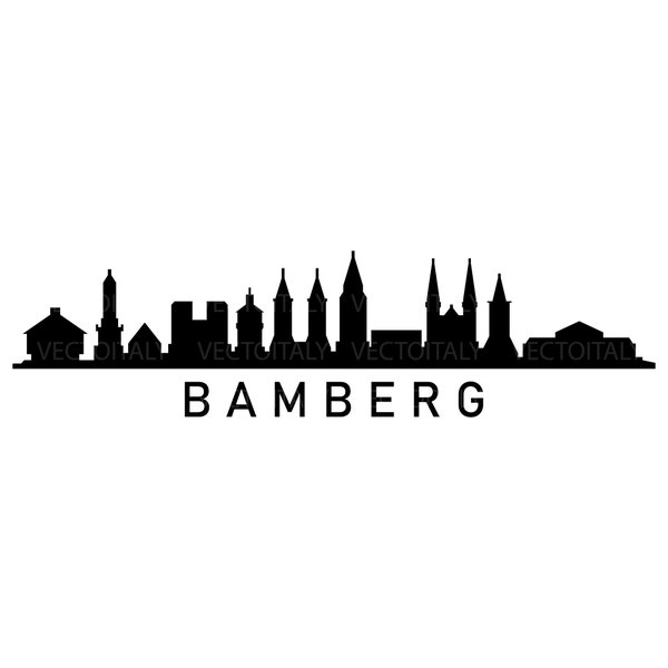 Bamberg skyline illustrated in vector and available in SVG, PDF, Eps, Png, JPEG and Ai format and available for instant download