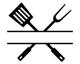 BBQ Grill Utensils SVG Files | Crossed Grill and Spatula SVG Cut Files ...