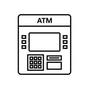 Distributeur automatique de billets, distributeur de billets Finance banque argent banque crédit carte de débit technologie retrait, SVG, PNG Vector Clipart Cricut coupe coupe