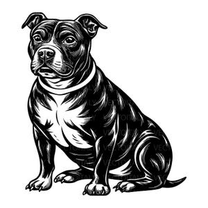 American Pit Bull Dog Sit Sitting Terrier Breed Smiling Happy Paw Puppy Pet Purebred Pedigree Logo SVG PNG Clipart Vector Cricut