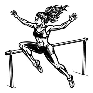 Track and Field Black High Jump Silhouette of Female Jumper Over Bar - Simple Easy Basic - Digital Download svg png pdf