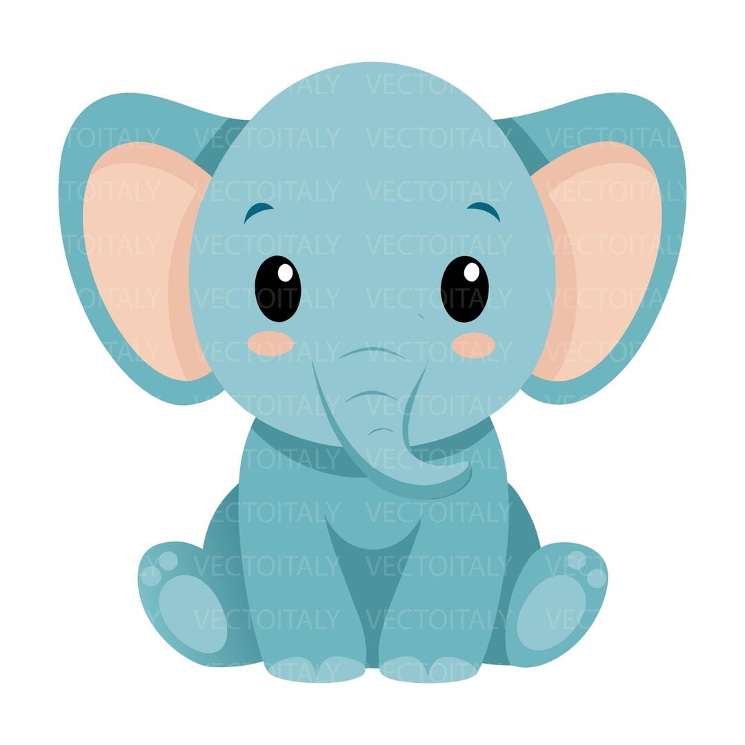 Cute Sitting Baby Elephant Svg Cut File and Clip Art File. Commercial ...