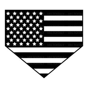 Home Plate American Flag SVG Files , Home Plate USA Flag SVG Cut Files , Baseball Home Plate Silhouette Vector Files , Baseball Vector