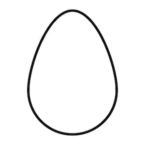 May include: A black outline of an egg shape on a white background. The egg is a simple, minimalist design, with a smooth, unbroken line defining its form. The image is clean and uncluttered.