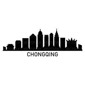 Chongqing skyline illustrated in vector and available in SVG, PDF, Eps, Png, JPEG and Ai format and available for instant download