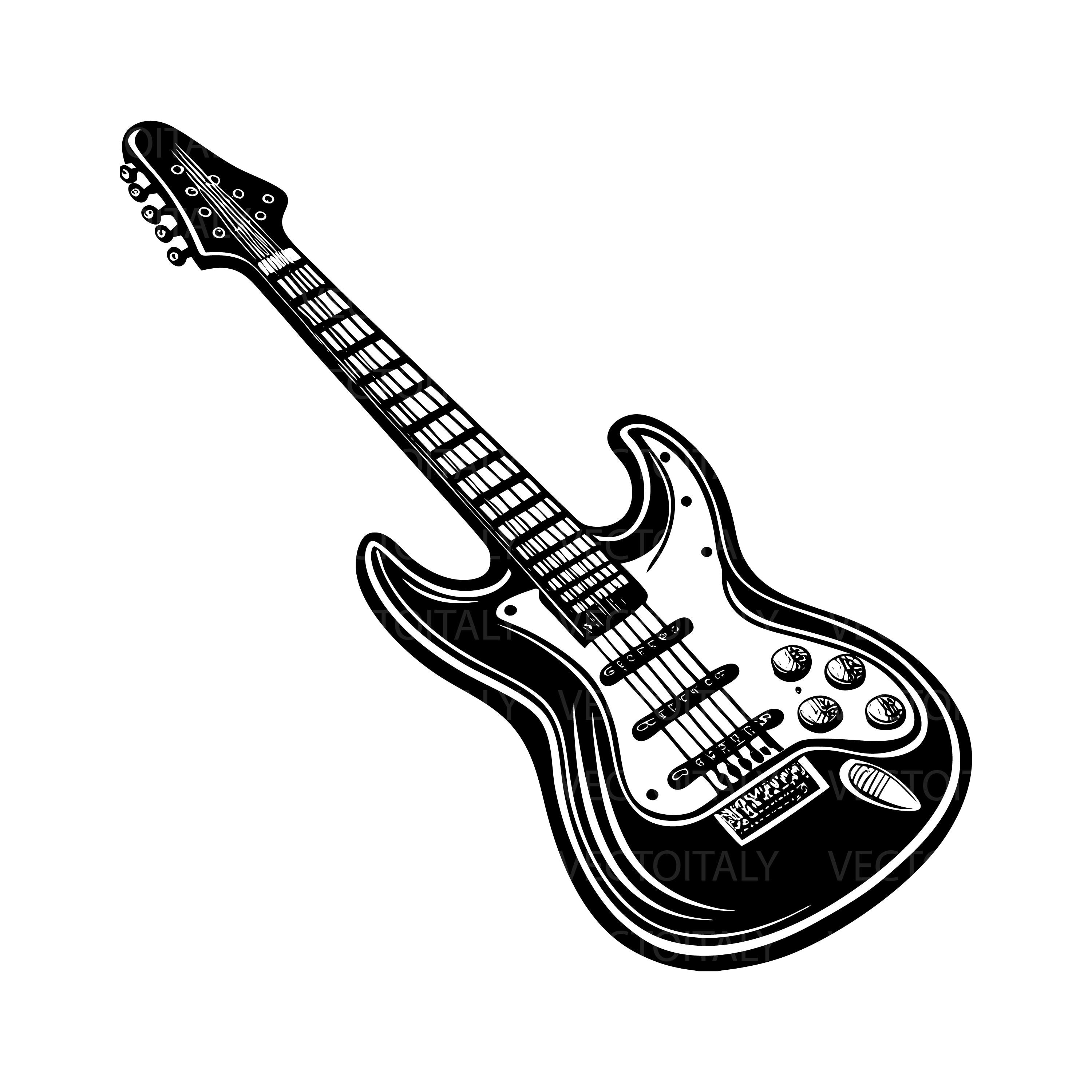 エレキギター SVG - ビンテージギター ロック音楽楽器 印刷可能な