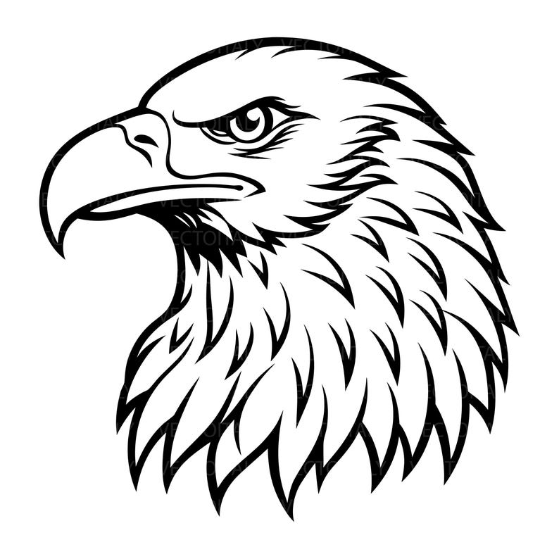 Bald Eagle Head SVG: Patriotic Outline Clipart, Laser Cut File - Etsy ...